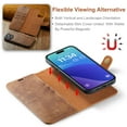 thumbnail image 7 of ELEHOLD Case For iPhone 16 , 2-in-1 Vintage Leather Wallet Case Magnetic Detachable Flip Folio Stand Slim Cover with Card Slots For iPhone 16,Brown, 7 of 7
