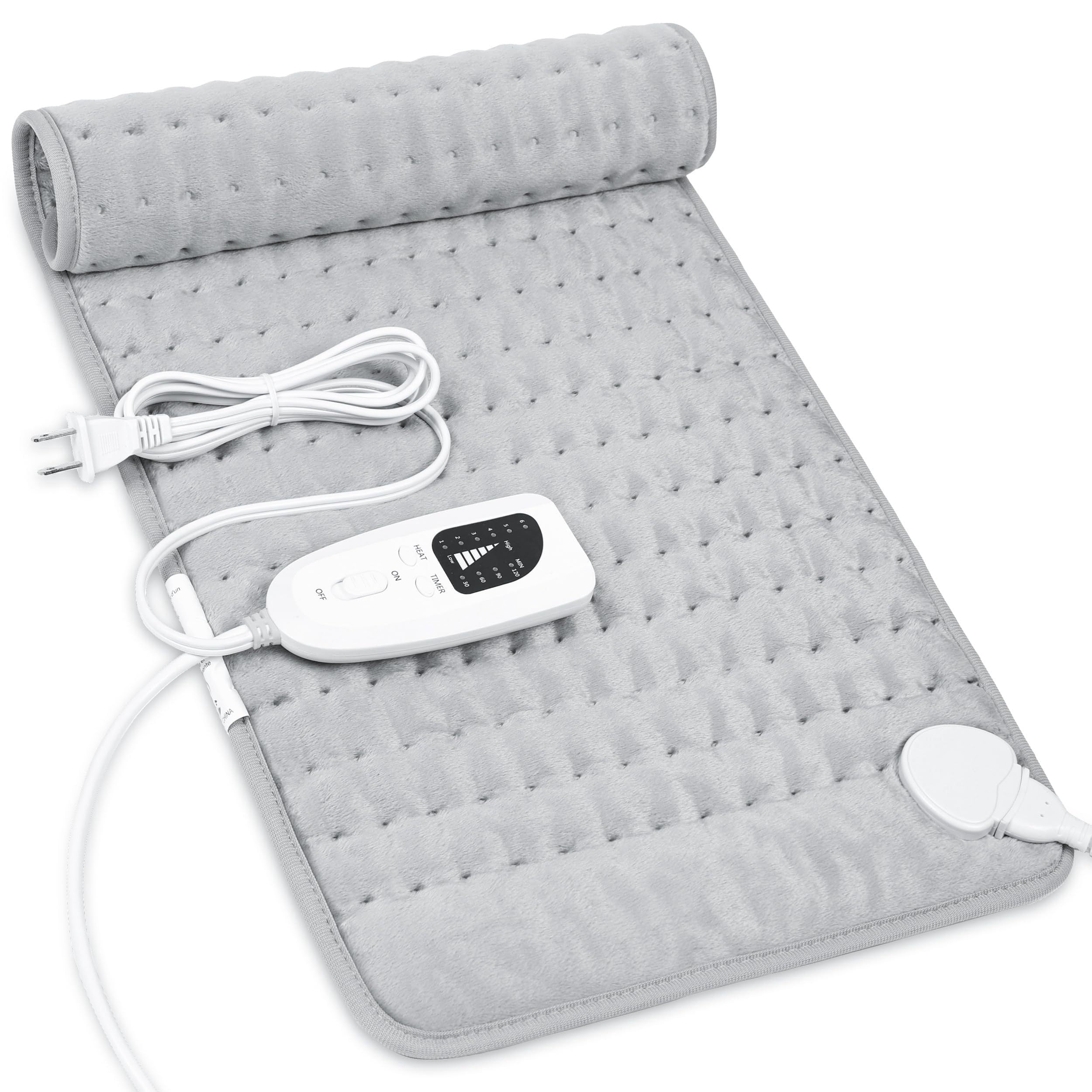 XINRUI Electric Heating Pad for Pain Relief – 6 Heat Settings, 4 Timers, Auto Shut-Off, Washable Fabric – Multiple Sizes – Ideal Gift for Men, Women & Dad.