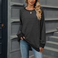 thumbnail image 7 of AherBiu Long Sleeve Tops for Women Striped Crewneck Fall Casual Loose Pullover T Shirts with Pockets, 7 of 7