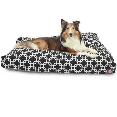 Majestic Pet Links Rectangle Dog Bed Treated Polyester Removable Cover Black Large 44u0022 x 36u0022 x 5u0022