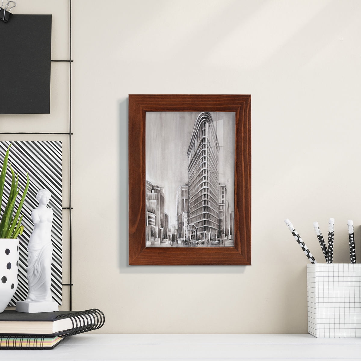 Art Deco Cityscape II -Framed Print w/glass-Chestnut