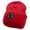 Red, variant on Baseball Swing Embroidered 8 Inch Short Beanie - White OSFM