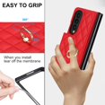 thumbnail image 5 of ELEHOLD Luxury Wallet Case for Samsung Galaxy Z Fold 3, Faux Leather Non-Slip Grip Ring Holder Flip Kickstand Card Cash Slot Shockproof Protection Case for Samsung Galaxy Z Fold 3 ,Red, 5 of 7