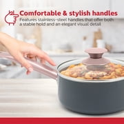 Holstein Housewares 2.5QT Ceramic Non-Stick Saucepan, Easy to Clean Ceramic Coating, Stainless Steel Handles, Glass Lid. Multipurpose Kitchen Cooking Pot, Grey Rose Gold