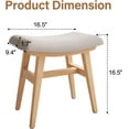 thumbnail image 2 of Solid Wood Small Vanity Stool with Saddle Cushion, High-Rebound Sponge Seat, Easy Assembly Makeup Chair, Footstool for Bedroom, Entryway, Natural, 2 of 18