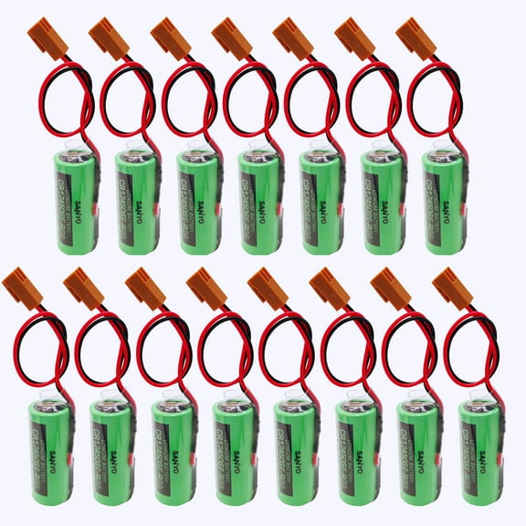 15Pcs  3V 2500mAh PLC Replacement Battery with Plug for SANYO CR17450SE-R FANUC A98L-0031-0012 PLC Battery
