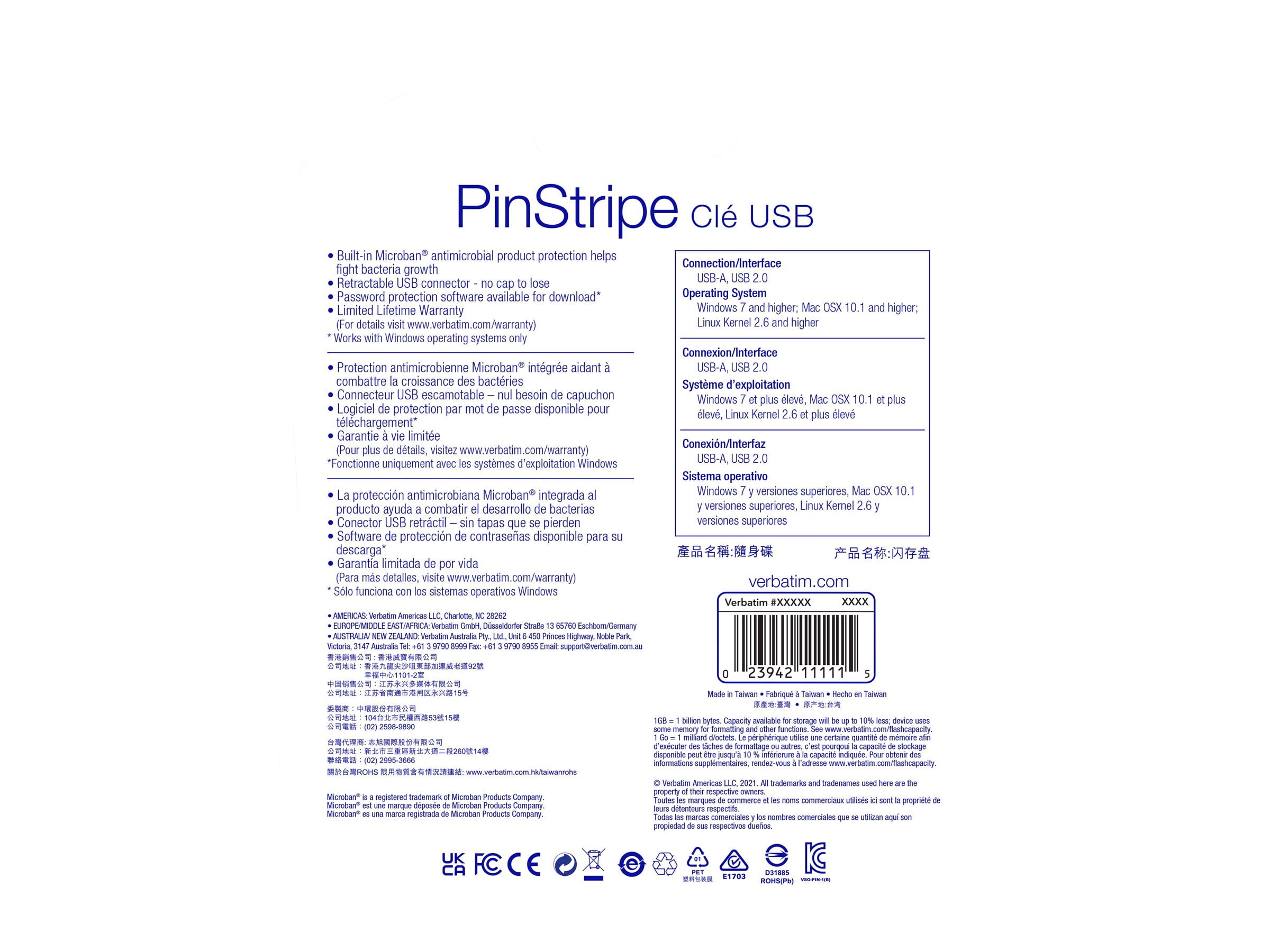 Pinstripe Usb 2.0 Flash Drive | 8 Gb | 5 Assorted Colors | Total Quantity: 1