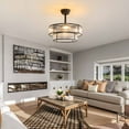 thumbnail image 6 of 20" Black Glass Chandelier Ceiling Fan with Light Remote Control, Black Fandelier Ceiling Fans with Lights, Caged Mid Century with 6 Speeds for Bedroom, Living Room, Nursery, 6 of 11