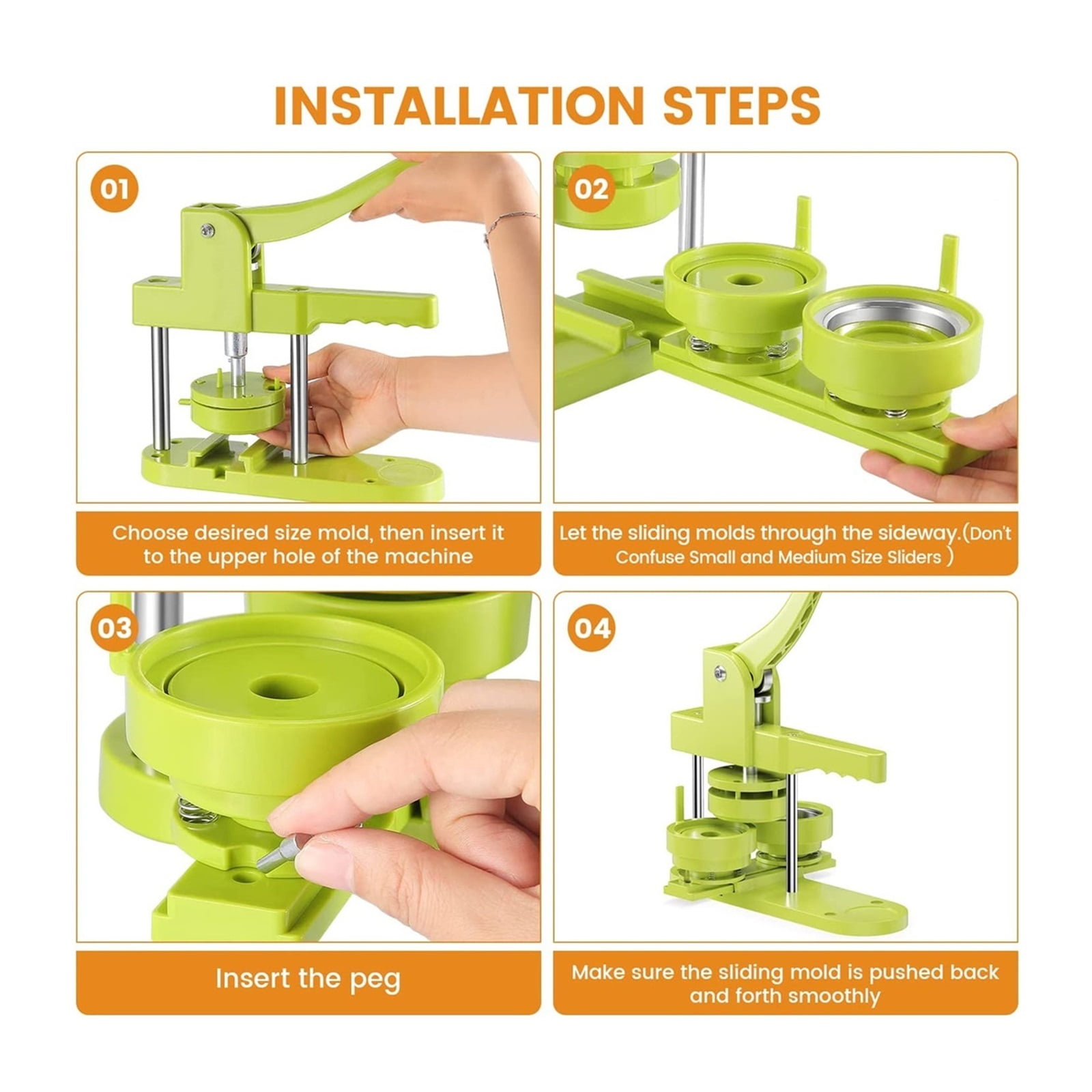 DIY Pin Badges Set Button Press Machine,25+32+58MM Badge Button Maker Machine Kit With 300Pcs Button Parts+Circle Cutter+3 s