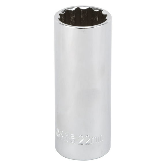 Vulcan MT6528983 Drive Socket, Metric Measuring, 1/2 in Drive, 12-Point, 22 mm Socket, Vanadium Steel