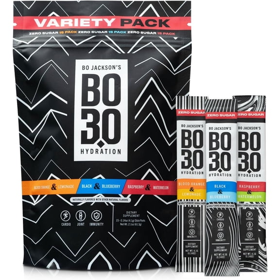 Bo 3.0  Powder Hydration Sticks – Variety Pack of 15 | Zero Sugar, Great Taste, Mixes Easily for On-the-Go Hydration