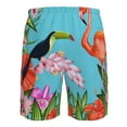 thumbnail image 6 of Kdxio Tropical Jungle Flamingo Pattern Mens Casual Shorts - Drawstring Summer Beach Sports Shorts for Men, 6 of 9
