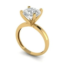 3ct round cut white sapphire 18k yellow gold Bridal Wedding Engagement Promise Anniversary Ring for Women size 3.75