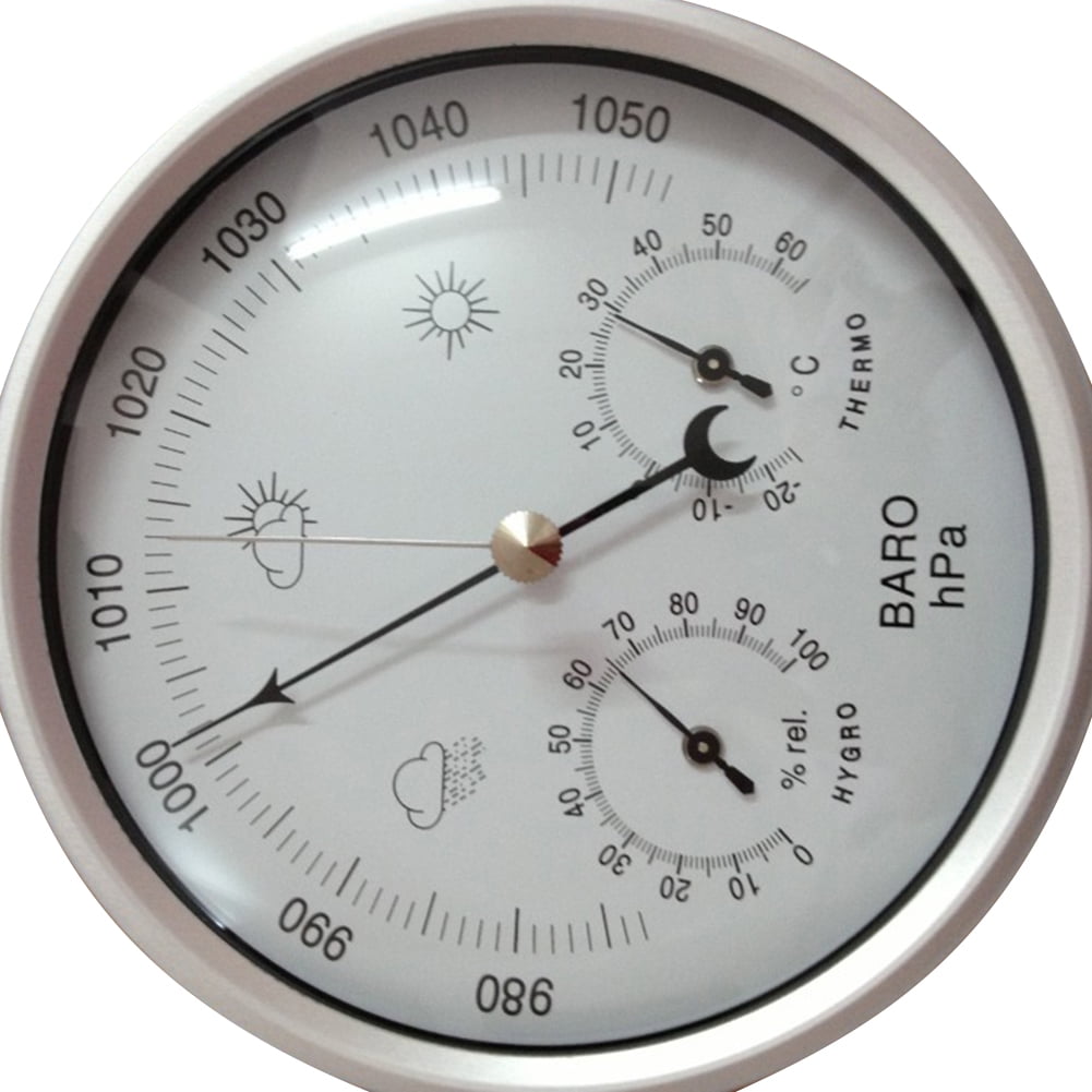 Wetterstation analog RH,960~1050hPa Thermometer Barometer Hygrometer Aluminium 