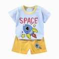 thumbnail image 4 of KPOPLK Toddler Baby Girl Summer Clothes Daddys Girl Letter Short Sleeve T Shirt Tops Newborn Rolled Shorts Outfit Set(Light Blue,5-6 Years), 4 of 4