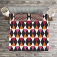thumbnail image 3 of Ambesonne Geometric Quilted Bedspread Set 3 Pcs, Rhombus Vintage Shape, Queen Size, Multicolor, 3 of 3