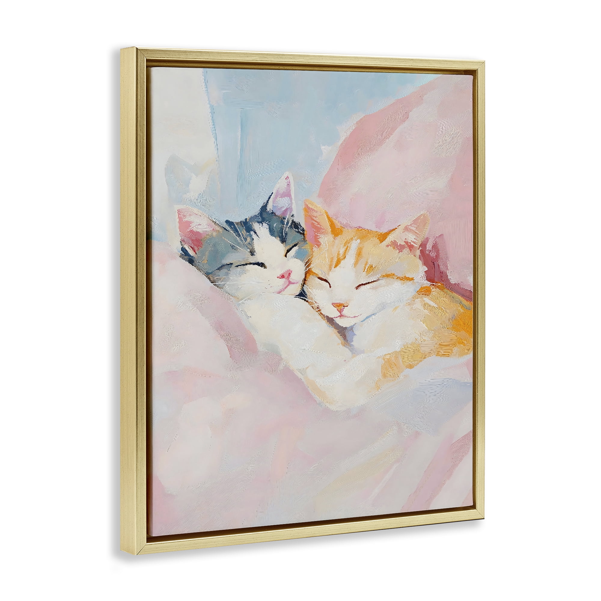 Stupell Industries Sleeping Kittens Embrace Gold Framed Floater Canvas Wall Art, design by The Prints Vibe