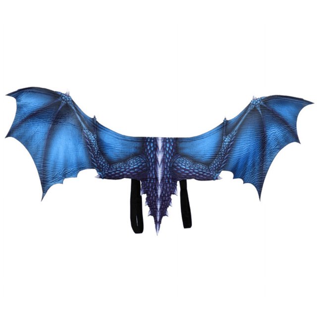 Alas de dragón de Halloween, alas de murciélago vampiro, accesorios para disfraces de Cosplay, decoración de escenario, accesorios sin alas (azul)