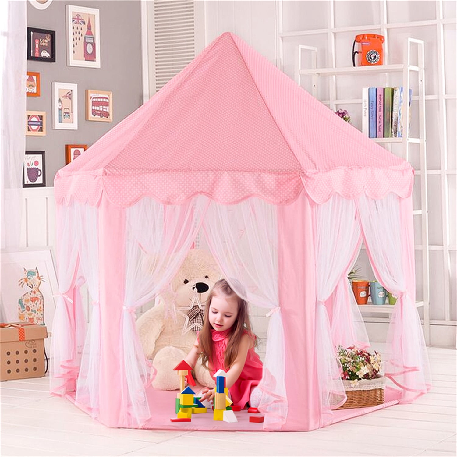 Kadyn Pink Play Tent for Kids, Kids Play Tent with Warm Color LED Lights and Carry Bag, Toddler Tent Kadyn Pink Play Tent for Kids, Kids Play Tent with Warm Color LED Lights and Carry Bag, Toddler Tent