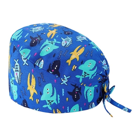 Valora Unisex Scrub Hat Printed Cap For Doctors Comfortable Breathable Work Beret Green