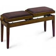 Stagg PB245 WNM VBR Adjustable Two-Seat Piano Bench - Matte Walnut with Brown Velvet Seat Top