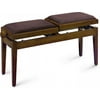 Stagg PB245 WNM VBR Adjustable Two-Seat Piano Bench - Matte Walnut with Brown Velvet Seat Top