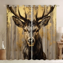 Homewish Safari Deer Black Out Curtains for Female Men Adults,Woodland Animal Curtains Pack of 2 (42x63 Each),Graffiti Splash Bedroom Curtains,Ultra Soft Home Decor