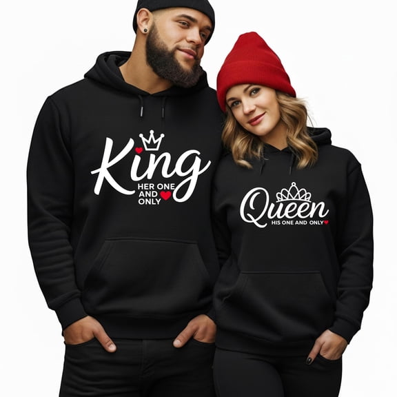 King Her One and Only Queen His One and Only Matching Couple Hoodie – Romantic His and Hers Gift Hoodie, Anniversary Valentine Gift