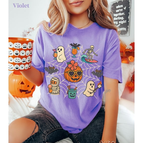 Halloween Summer T-shirt, Ghost Pumpkin T-shirt, Summerween, Halloween T-shirt, Spooky Season, Ghost T-shirt, Summer Halloween Outfit.