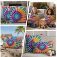 thumbnail image 5 of Colorful Tie-Dye Outdoor Waterproof Pillow Covers, Ethnic Modern Abstract Watercolor Decorative Square Throw Pillowcase Sofa Cushion Sham for Patio/Couch/Chair, 18"x18" 2 Pack, 5 of 8