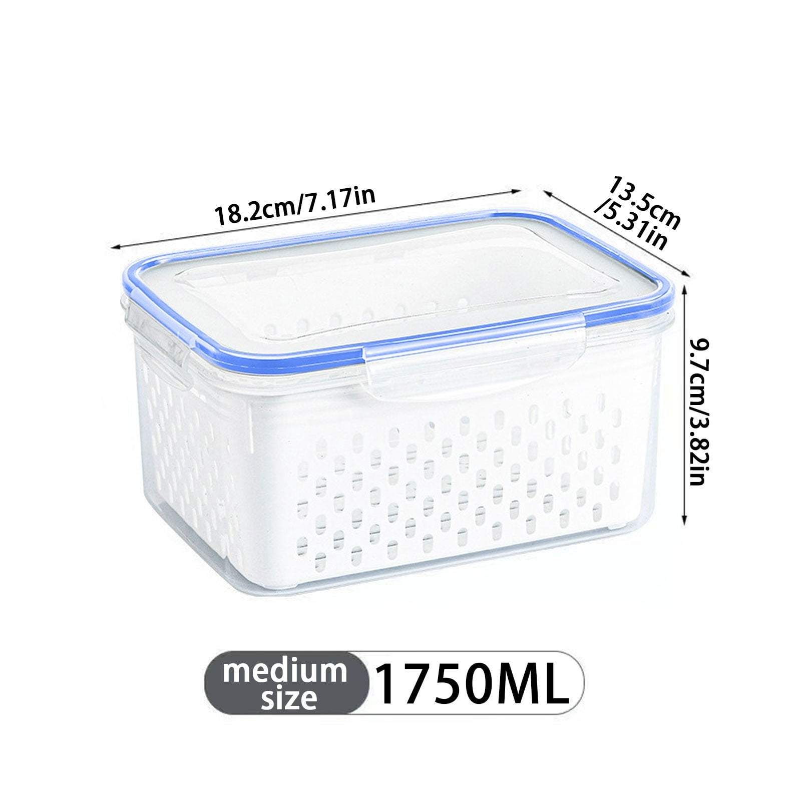 COM1950s Produce Storage Container With Colander Set, Airtight Food Storage Containers for Fridge, Leak-Proof Fruit and Vegetable Keeper, Stackable Refrigerator Organizer for Berry and Greens