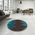 thumbnail image 3 of Ahgly Company Indoor Round Patterned Dark Cyan Green Area Rugs, 7' Round, 3 of 6