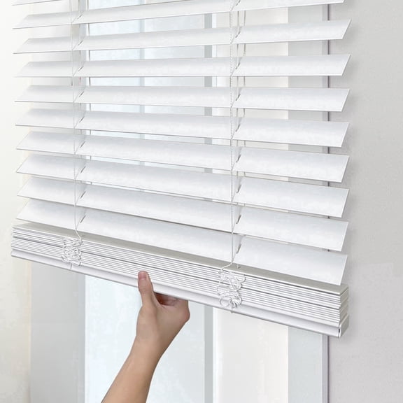REGAL estate Cordless 2" Smooth Faux Wood Blinds, Room Darkening Privacy Window Blinds, White, 24" W x 72" H