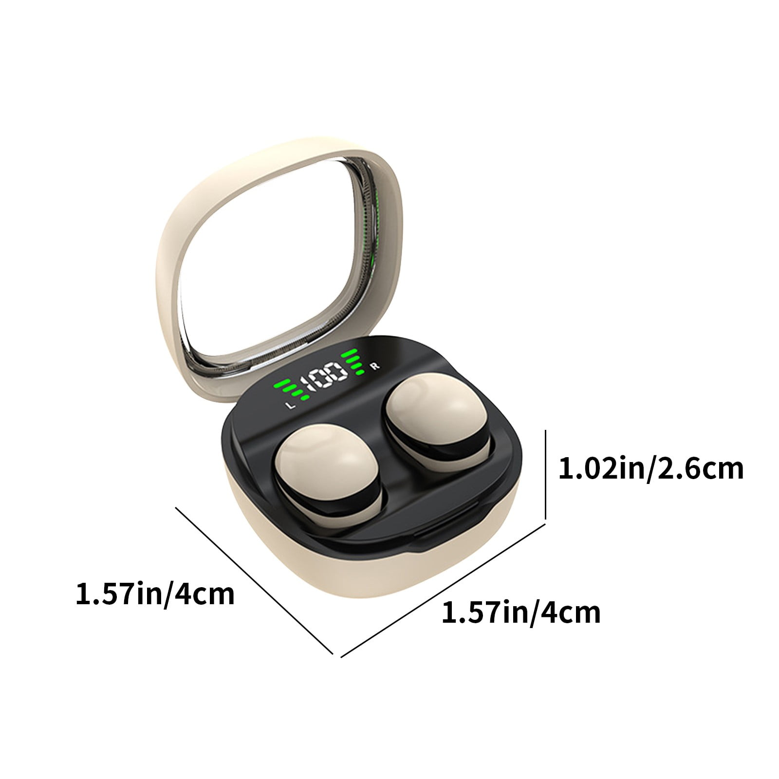Bluetooth Headphones True Wireless Earbuds 60H Playback LED Power Display Earphones with Wireless Charging Case IPX5 Waterproof in-Ear Earbuds with Mic for Smart Phone Laptop TV Computer Sports,Beige