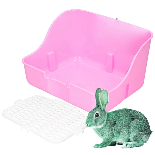 Small Animal Litter Box Toilet, Small Animal Toilet High Hardness Safe Compact Easy To Install Plastic Anti Scratch for Hamsters Rabbits Blue,Yellow,Pink,White