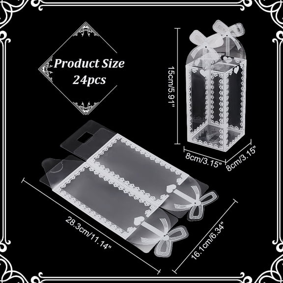 24pcs 24 pcs Transparent Gift box PVC Treat box Crown Print Favor Packaging box Clear Rectangle Gift boxes for Sweets Chocolate Christmas Wedding Party Ornaments Gifts