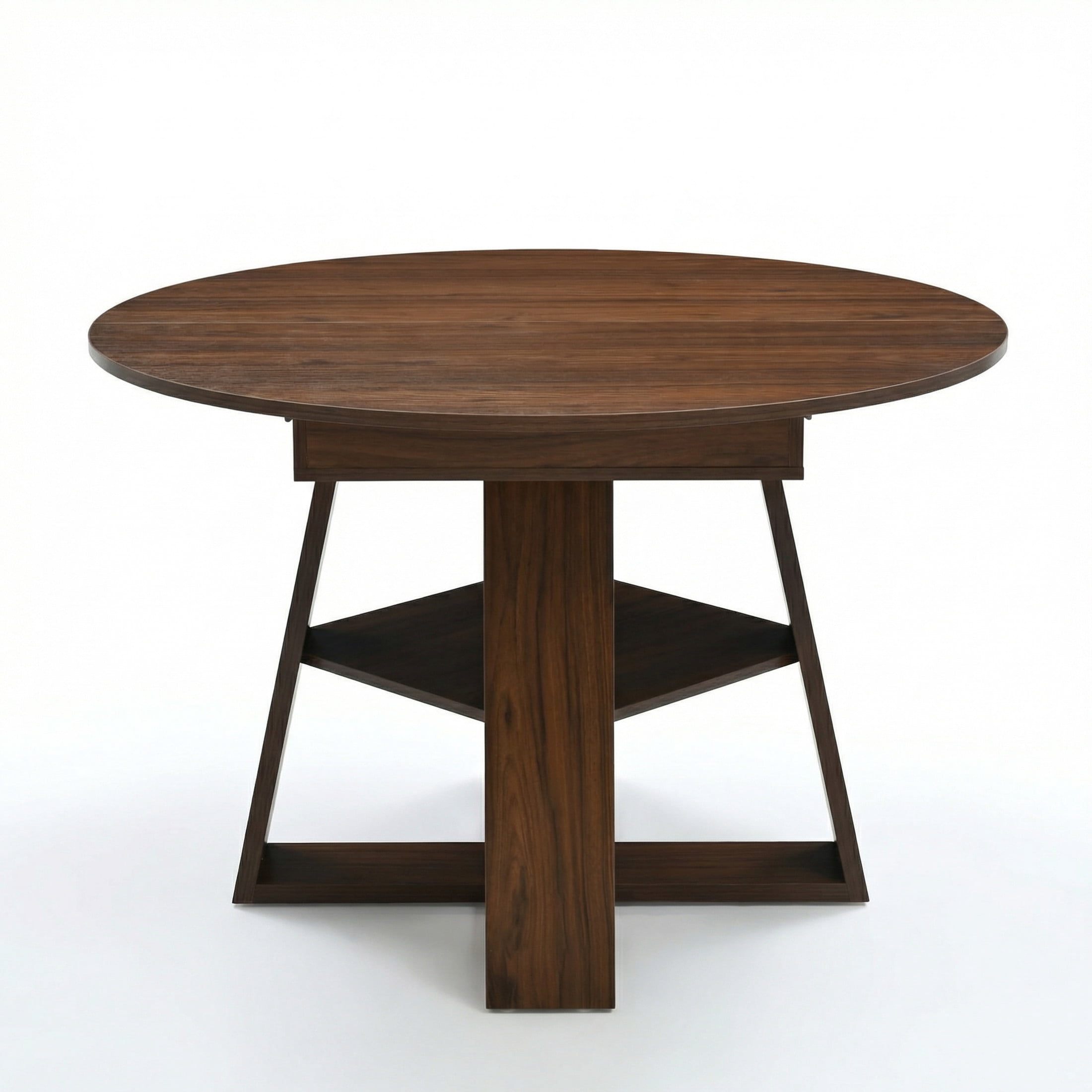 Noble House 43.3 - 59 Inch Extendable Round Dining Table with Storage Shelf, Walnut