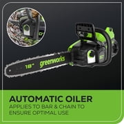 Greenworks 80V 18 Brushless Cordless Chainsaw (Great For Tree Felling, Limbing, Pruning, and Firewood), 75+ Compatible Tools, 4.0Ah Battery and Charger Included