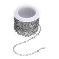 thumbnail image 1 of Cadena de acero inoxidable Uxcell de 16.4 pies/5 metros, cadena de eslabones cubanos de 3x0.8 mm, cadenas de cable cruzado para suministros de fabricación de joyas de bricolaje, plata, 1 of 6