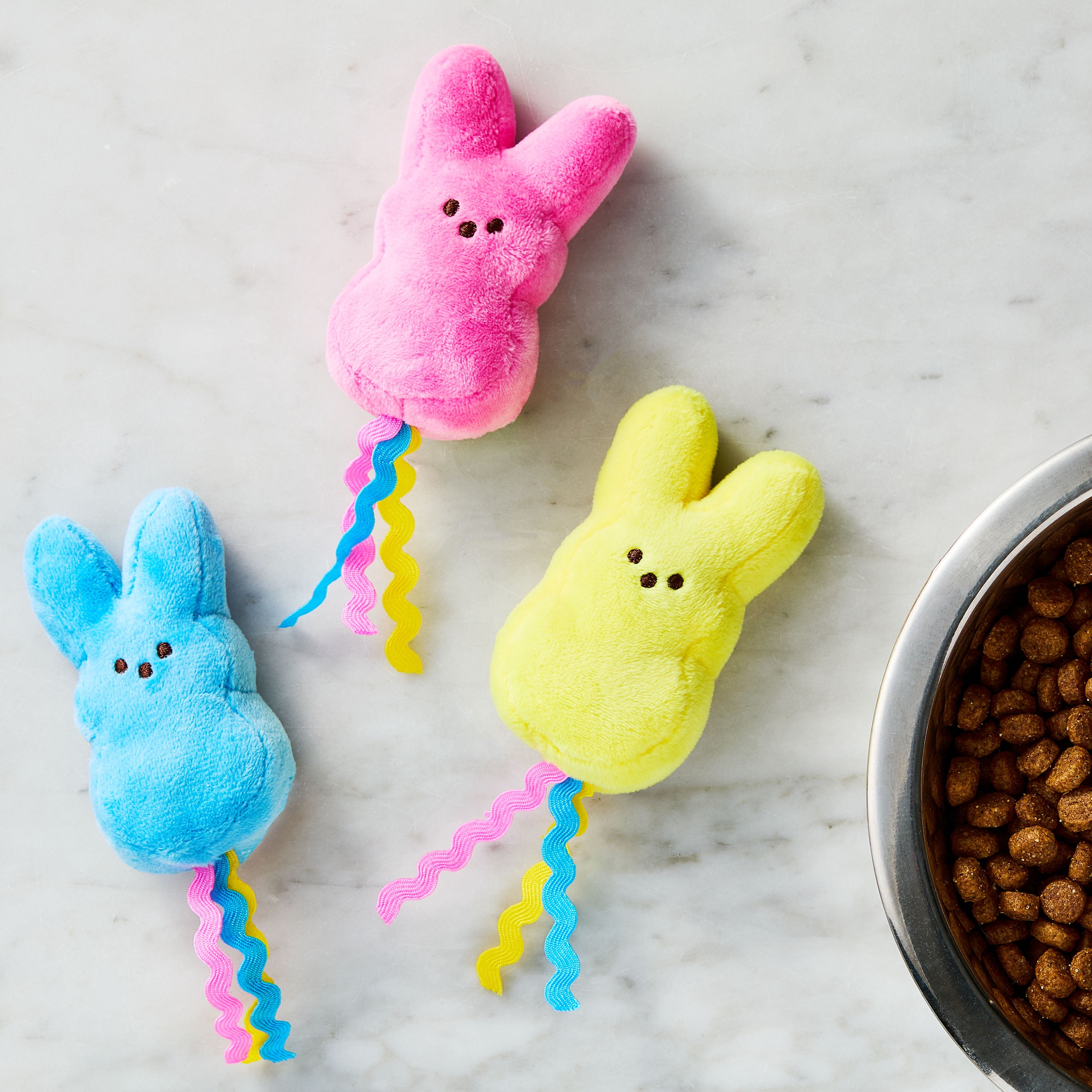 PEEPS® Easter Set of 3 Bunny Plush Cat Toys with Rattle