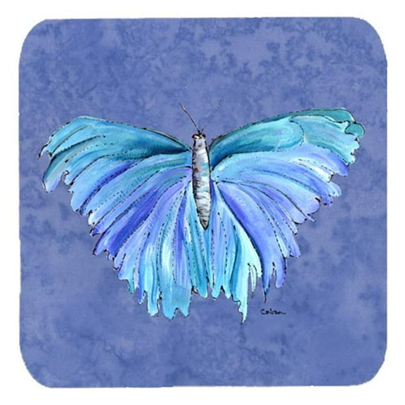 Butterfly On Slate Blue Foam Coasters, Set Of 4