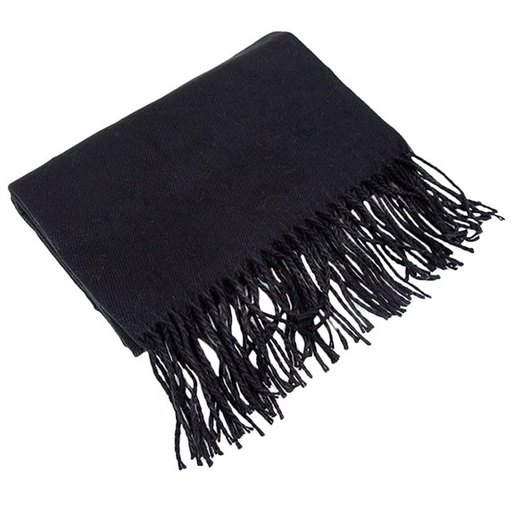 1 bufanda de moda de color liso con flecos, chal de hombro monocromático con borla para hombres y mujeres (negro)