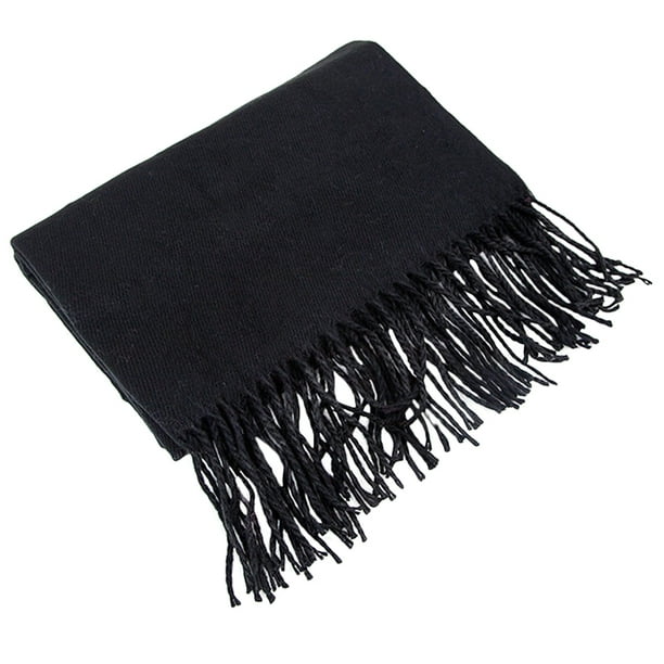1 bufanda de moda de color liso con flecos, chal de hombro monocromático con borla para hombres y mujeres (negro)