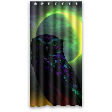 GreenDecor Owl Best Cool Owl Fantasy Full Moon Waterproof Shower Curtain Set with Hooks Bathroom Accessories Size 36x72