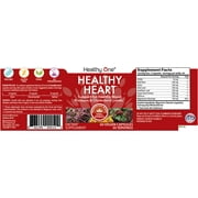 (6 pack) Healthy One Healthy Heart - Blood Flow & Heart Health Supplement with Magnesium, Hawthorn, 60 Capsules