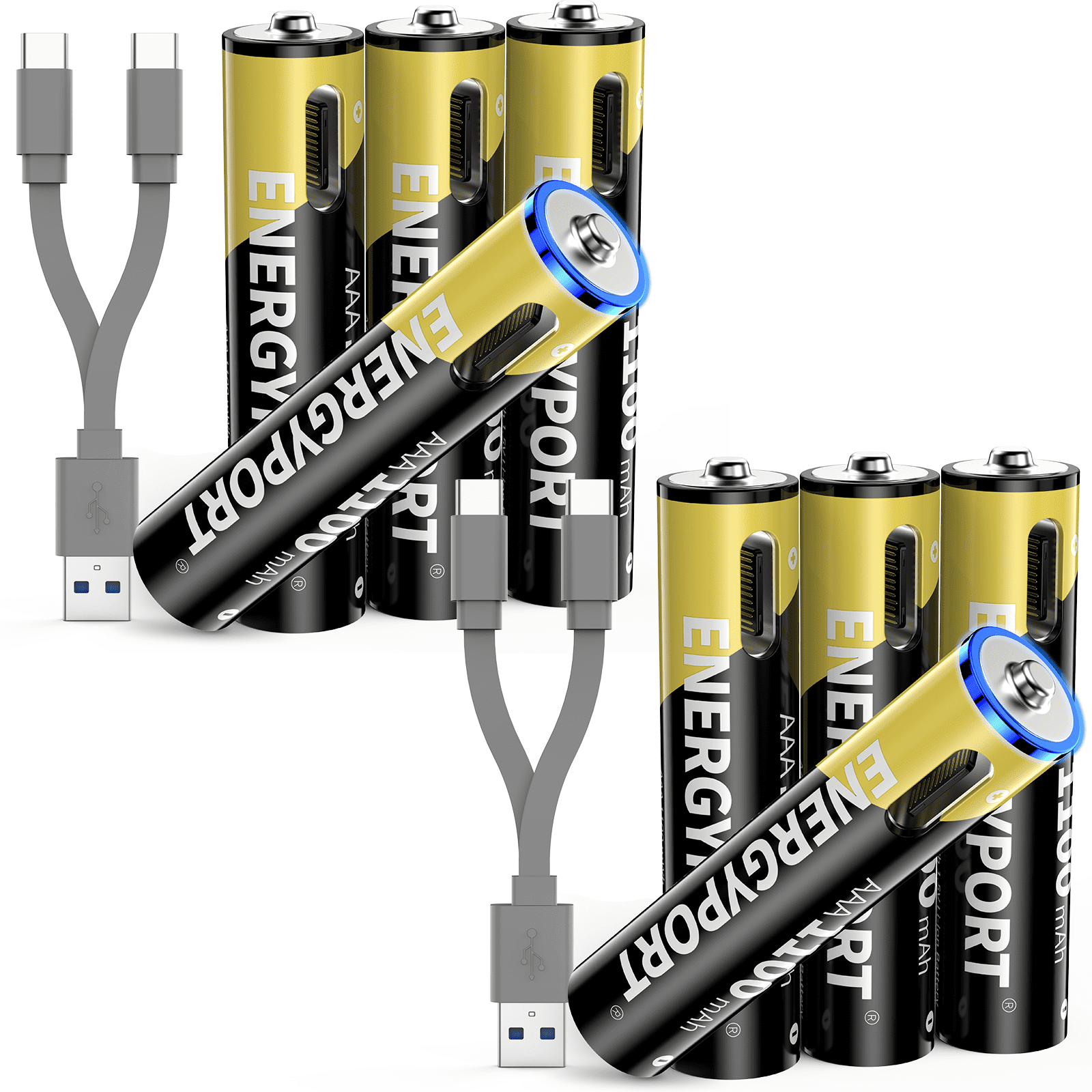 Coast, Zithion-X AA AAA Rechargeable Lithium Batteries 8 Pack, USB