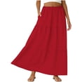 thumbnail image 4 of LEKWK Womens Long Skirts Tiered Skirt Maxi Skirt High Waisted Boho Skirt With Pockets Flowy Long Skirt for Beach Summer Vacation Casual Boho Skirt, 4 of 6