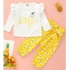 Cute Baby Girl Clothing Birthday Fly Sleeve Top Romper Pants Leggings Clothes