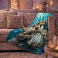 thumbnail image 6 of Playful Sea Otters Underwater Scene Translucent Bubbles, Playful Coastal Landscape Scene, Warm Flannel Blanket for Cabin and Lodge, Beach Lovers Housewarming Gift, Coastal Home Decor, 6 of 9