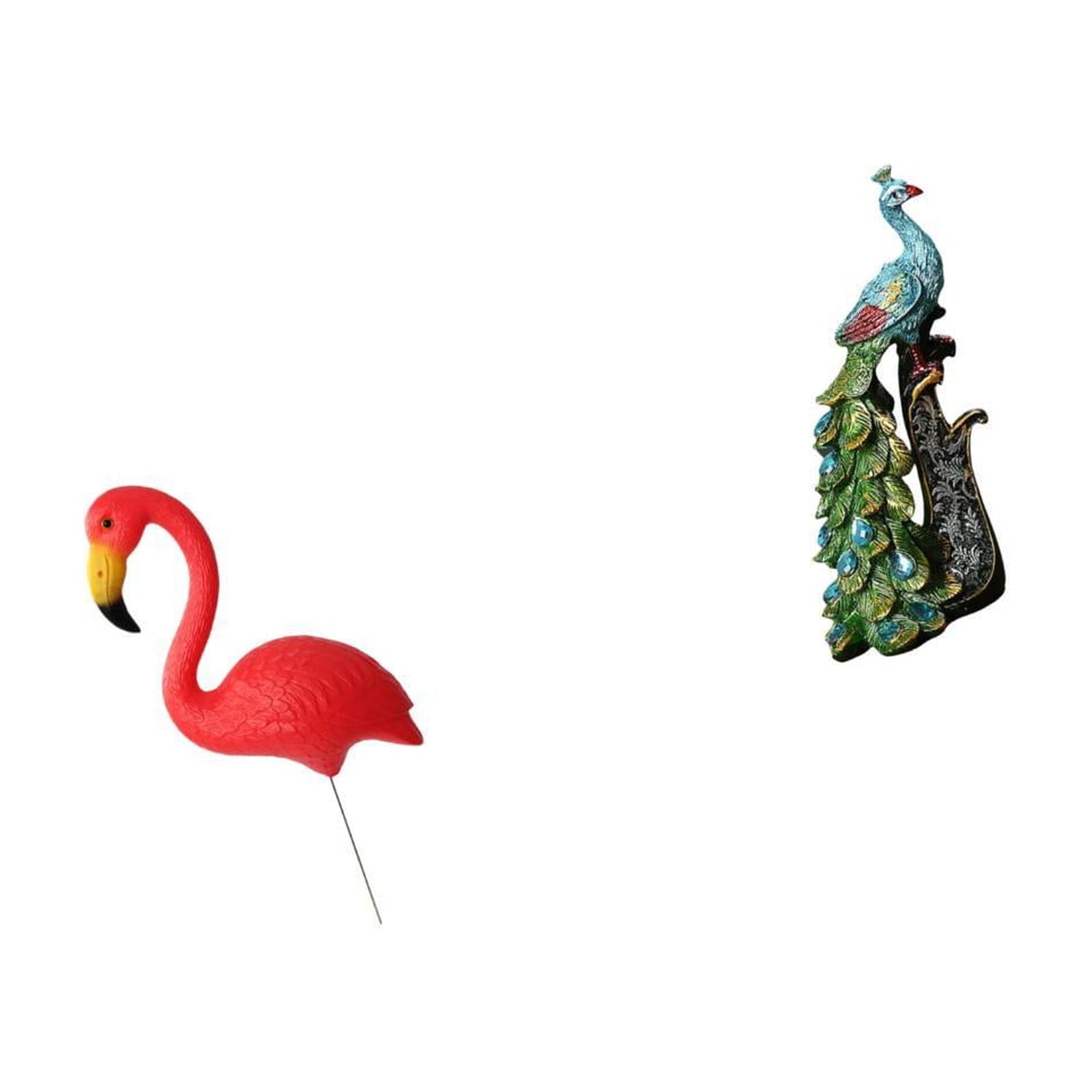 simhoa Flamingo Fairy Garden Stake Sculpture and Peacock Animal Statue Collection Elegant Tabletop Ornament for Holiday Spring Bedroom Office Living Room